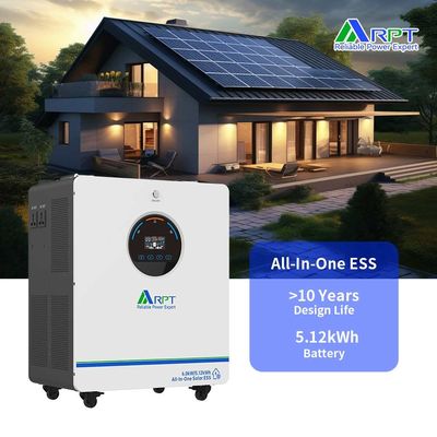 RPT-baterai 6KW Solar Inverter 51.2V 100AH LiFePO4 Lithium Baterai untuk 6KW 5.12KWh Semua dalam satu Sistem penyimpanan energi rumah